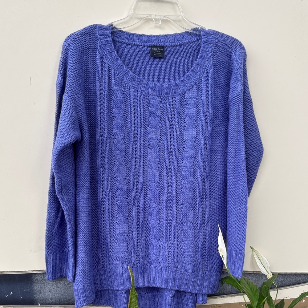 Faded Glory Lavender Cable Scoop Neck Sweater